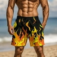 thumbnail image 2 of ZCFZJW Men's Swim Trunks Elastic Waistband Board Shorts Cute 3D Flame Printed Summer Quick Dry Swimsuit Swimwear Holiday Party Bathing Suit with Pockets Yellow XXL, 2 of 9