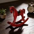 thumbnail image 5 of Handmade Vintage Old Collectible Statue Wooden Rocking Horse Figurines Decorative Ornaments Craft Sculpture for Office & Home Room Desktop Christmas Birthday New Year Gift, 5 of 5