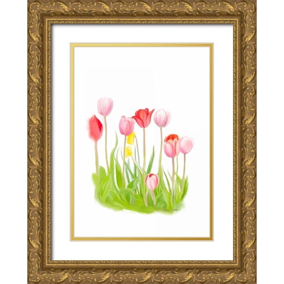 Murdock, Ramona 24x32 Gold Ornate Wood Framed with Double Matting Museum Art Print Titled - Tulips IV