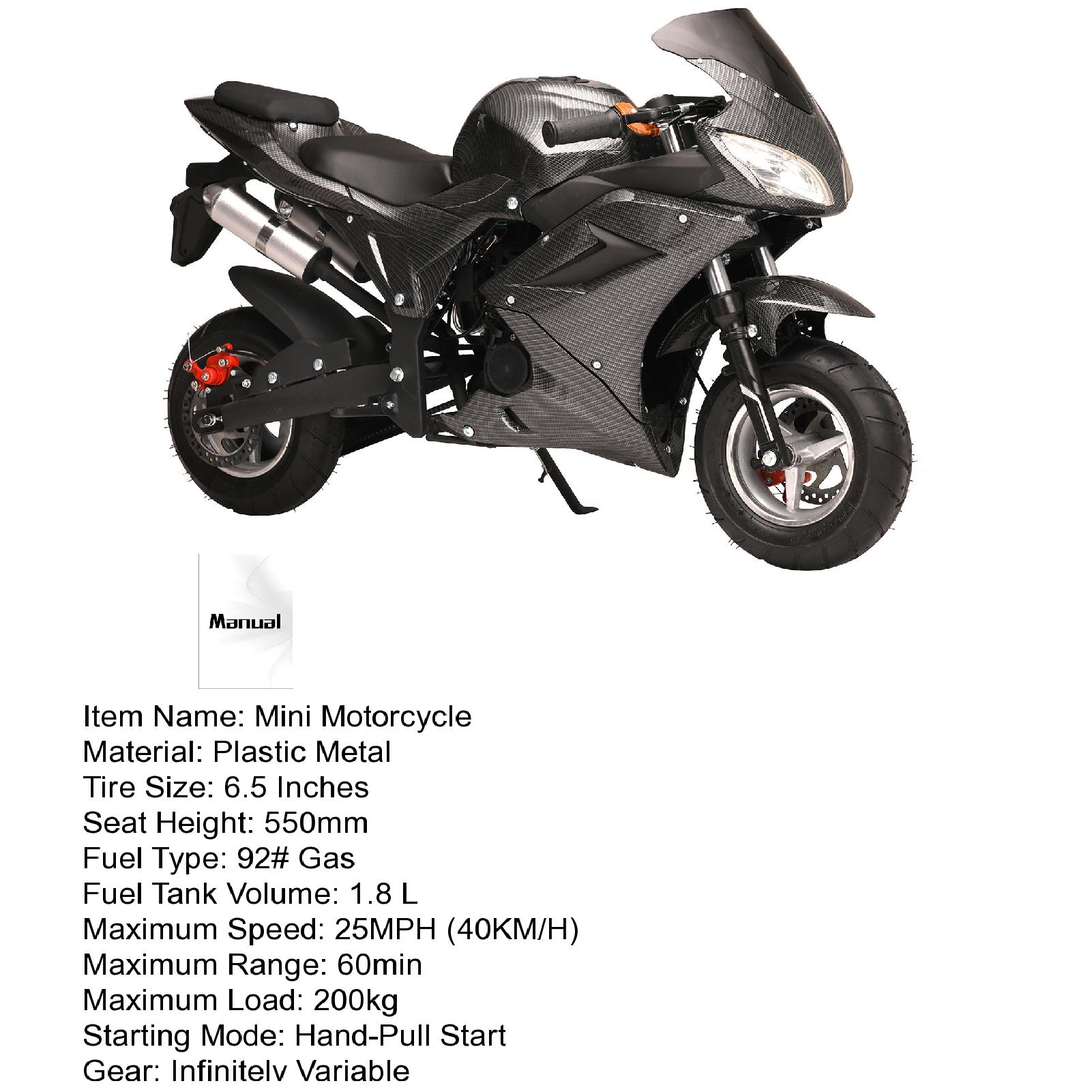 AurumEdge 49cc Dirt Bike, Gas Powered, 4-Stroke Pocket Bike Mini Motorcycle