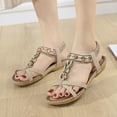 thumbnail image 5 of eczipvz Womens Sandals Ladies Fashion Summer Solid Color Strap Combination Simple Flat Slippers,Beige, 5 of 5