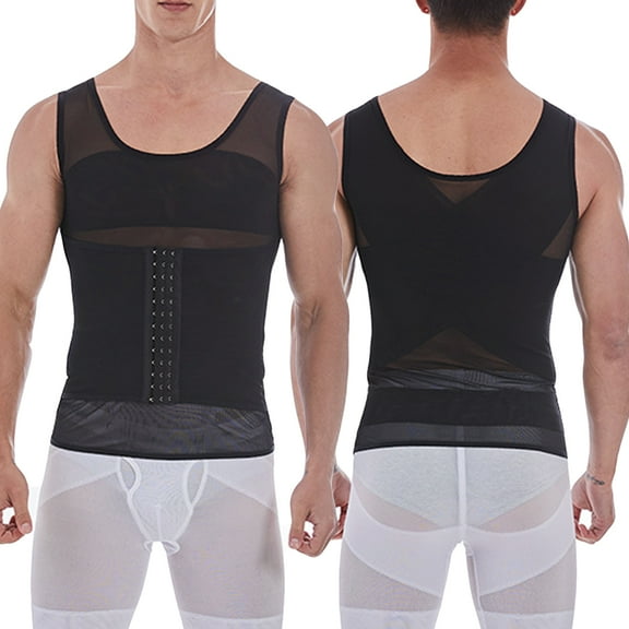 POP CLOSETS Men Body Shaper Slimming Vest Tummy Control Waist Trainer Tank Top Compression Shirt