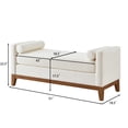 thumbnail image 5 of GZXS 51" Upholstered Boucle Bench with 2 Pillows, Modern Bedroom/Entryway Seating with Rubber Wood Frame, Easy Assembly (Ivory), 5 of 7
