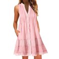 thumbnail image 3 of XVJRHAK Dresses Summer The Fashion Women Summer V-Neck Sleeveless Dress Mid-Length(Pink,XL), 3 of 9