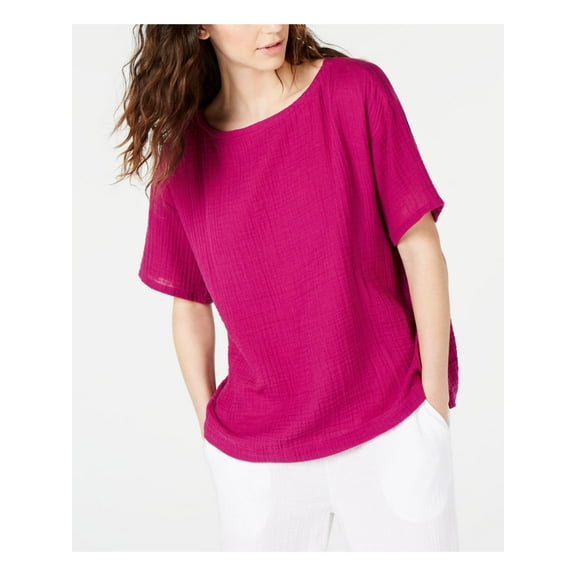 EILEEN FISHER Womens Pink Short Sleeve Scoop Neck Top Size: XS