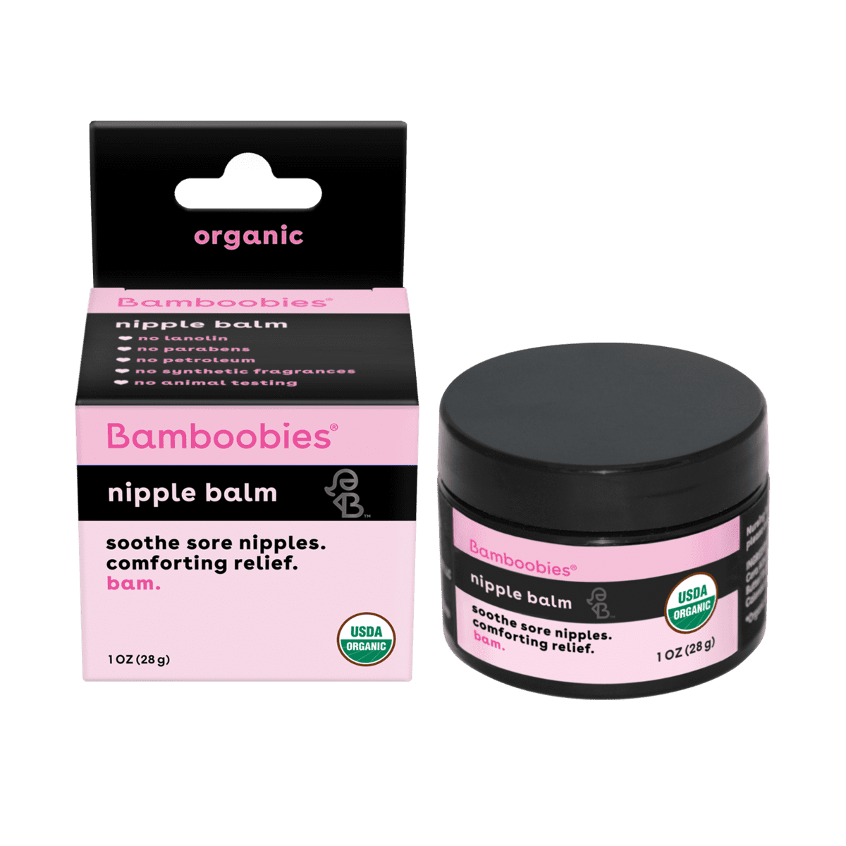 Bamboobies Nipple Cream, Lanolin-Free Organic Nursing Balm, 1 oz