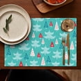 thumbnail image 5 of Turquoise Christmas Tree Pattern Summer Placemats Table Placemats Set Of 4-Linen Kitchen Washable Placemats Table Mats 11.8"x17.7" Non-Slip Heat Resistant, 5 of 6