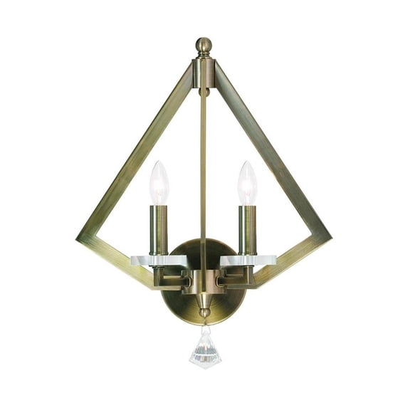 Livex Lighting Diamond 2 Light Wall Sconce in Antique Brass