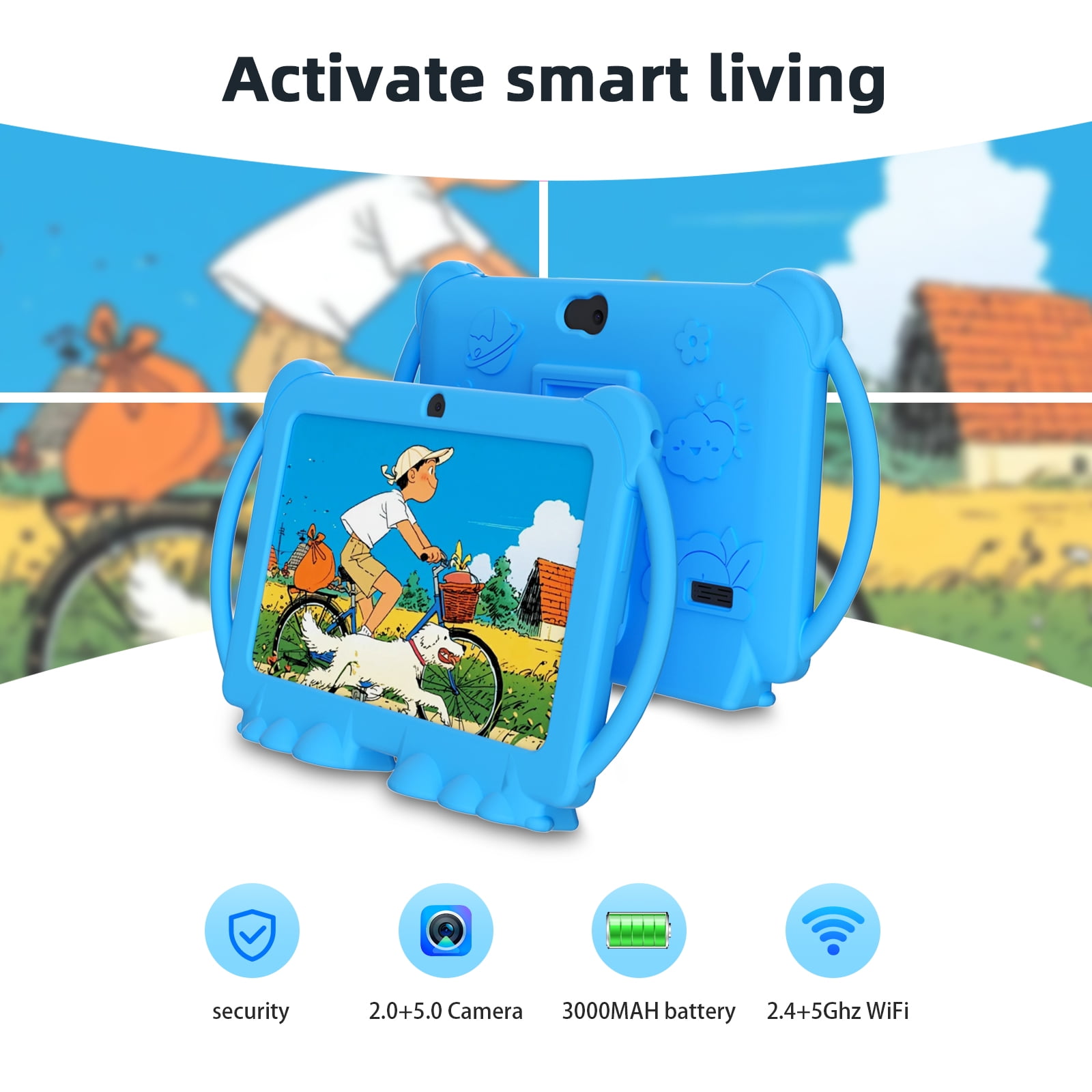 Kids Tablet 7 Inch Tablet for Kids Android Toddler Tablets Children Tablet for Girls boys with protective Cover 32GB+4GB WiFi Bluetooth Dual Camera Educationl Games Parental Control Kids Software