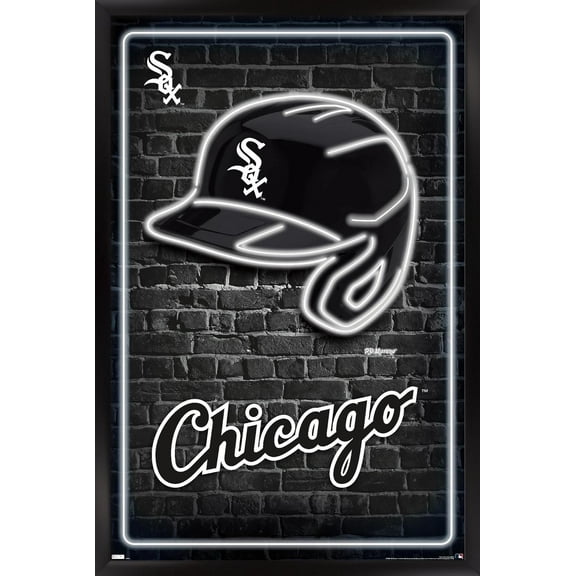 MLB Chicago White Sox - Neon Helmet 23 Wall Poster, 22.375" x 34" Framed