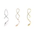 thumbnail image 4 of Spiral Threader Earrings, 925 Sterling Silver, Drop Dangle Handmade Twisted Linear Curved Minimal Everyday Earrings (Rose Gold), 4 of 4