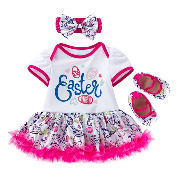 nsendm Girls Dress Big Kid Clothes Dresses Baby Toddler Girl Easter Dress Bunny Floral Easter Girls Clothes Outfit Rabbit Vintage Clothes for Little Hot Pink 6 12 Months Walmart