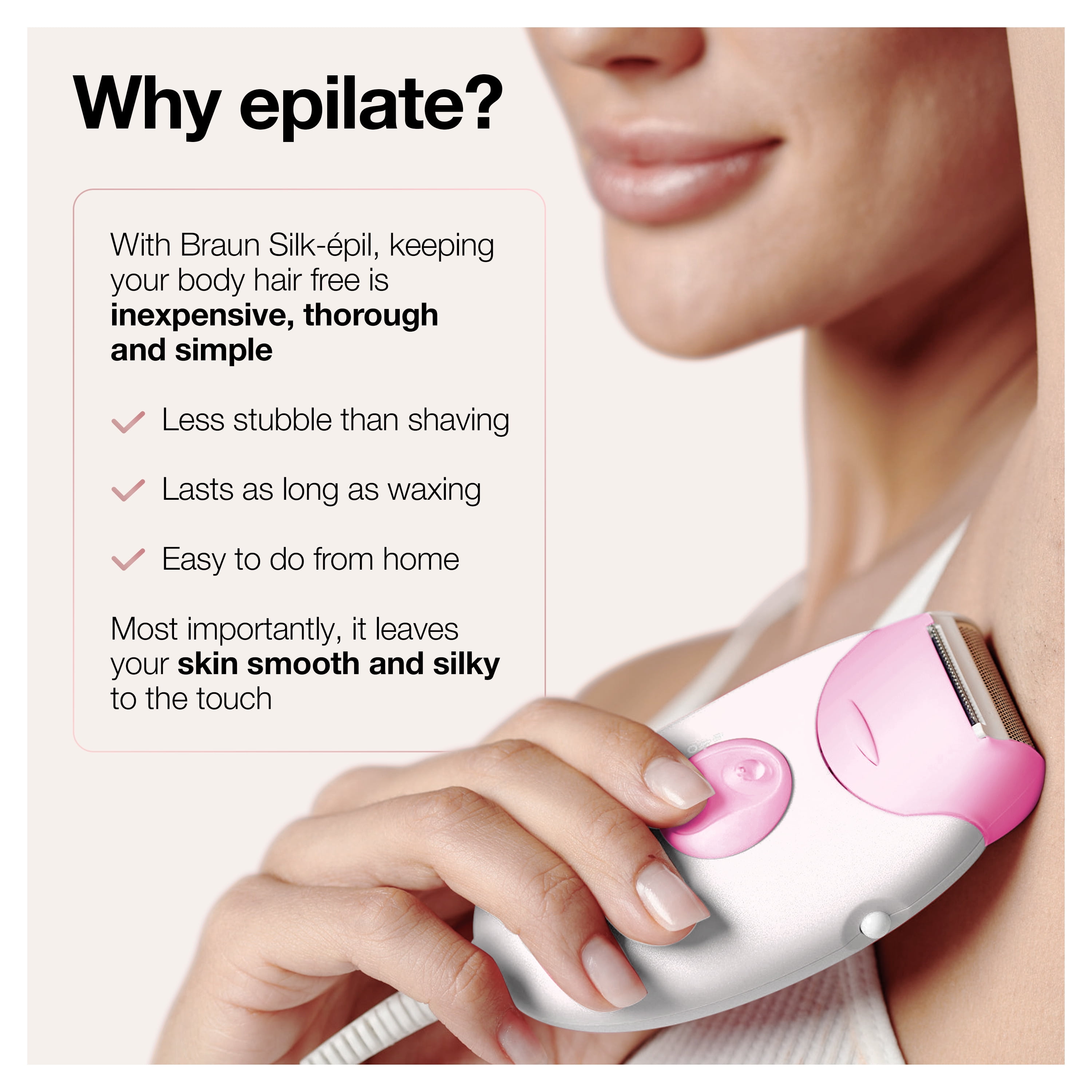 Removal, Epilator 3-270, Braun Long-Lasting Silk-epil 3 White/Pink for Women Hair for