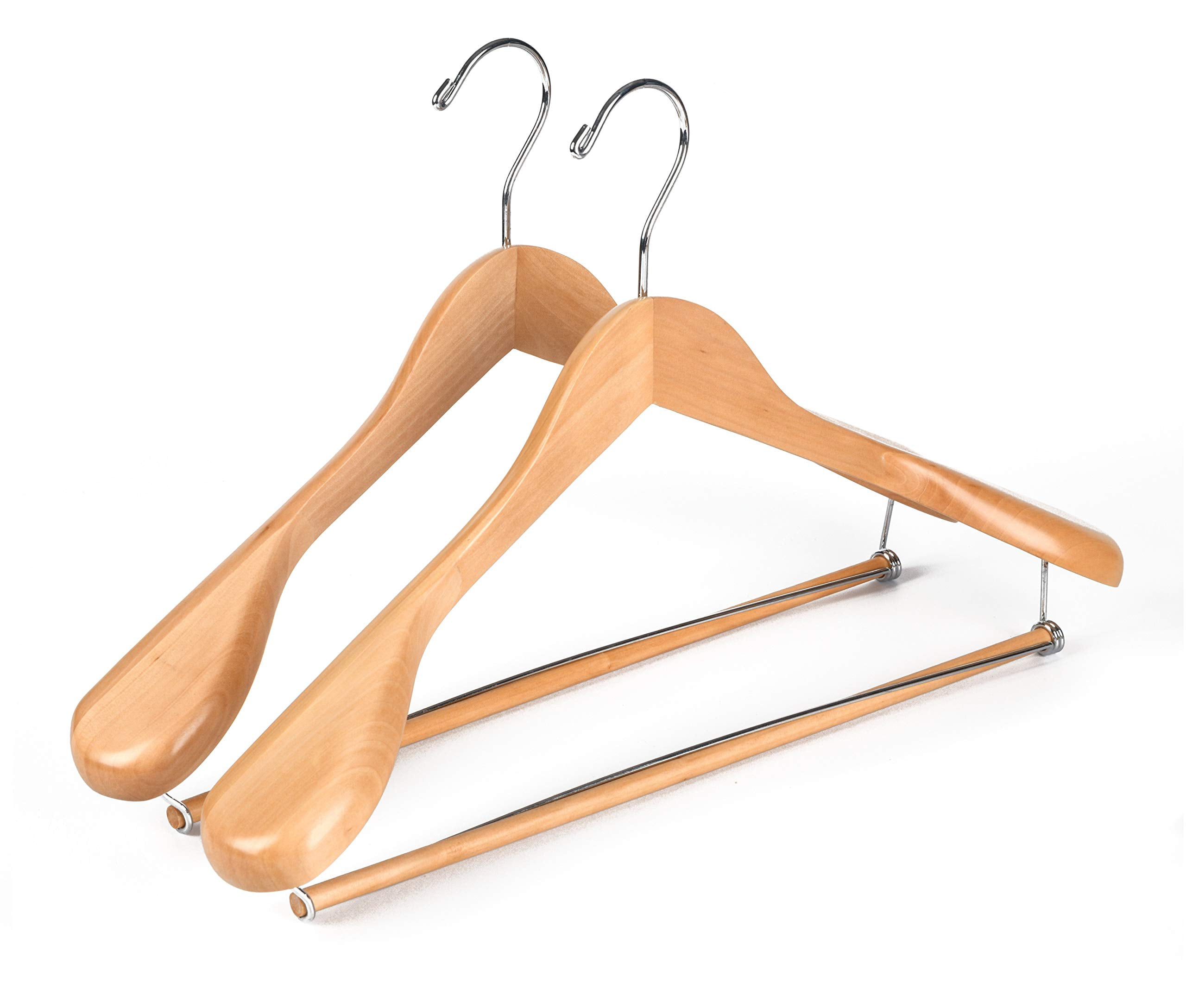 Suit Hangers Coat Jacket Dress Natural - with bar Clothing Better to U 17.5 Solid Wooden Hangers for Clothes