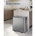 thumbnail image 2 of 2 x 10.6 Gallon Stainless Steel Double Trash Can with Lid for Kitchen, Large Dual Trash and Recycle Bin Combo, Step-on Kitchen Metal Garbage Cans, PP Inner Buckets, Liner Rim, Matte Grey, 2 of 6