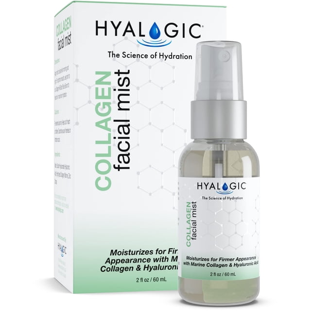 Hyalogic Collagen Facial Mist 2oz - Spray facial con ácido hialurónico - Premium Spa-Grado - Hidratación y firmeza de la piel 2 onzas