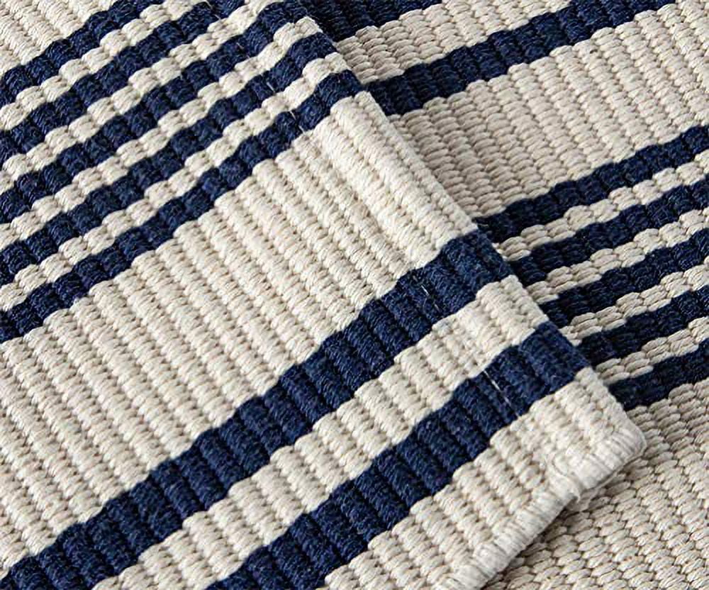 Cotton Navy & White Striped Rug 27.5 x 43 (Oversized 2'x3') – Nanta