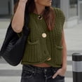 thumbnail image 2 of LISTHA Womens Casual Chunky Knit Vest Gold Button Down Crop Crochet Sleeveless Sweater Vest Army Green M, 2 of 7