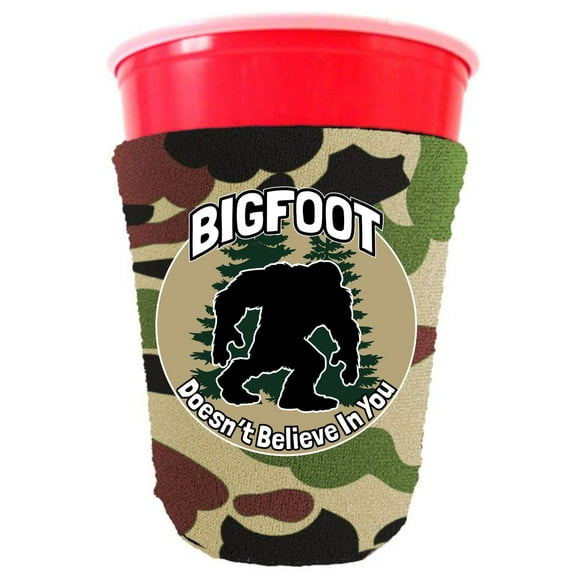 Bigfoot Doesn't Believe In You Party Cup Coolie (Camo)