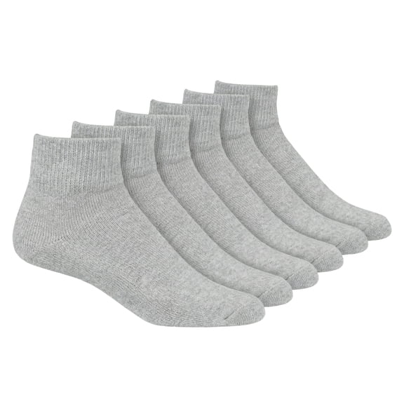 COUVER Cotton Non-Binding Ankle Socks, Cushion Sole 6 Pack, Light Gray, Size 9-11