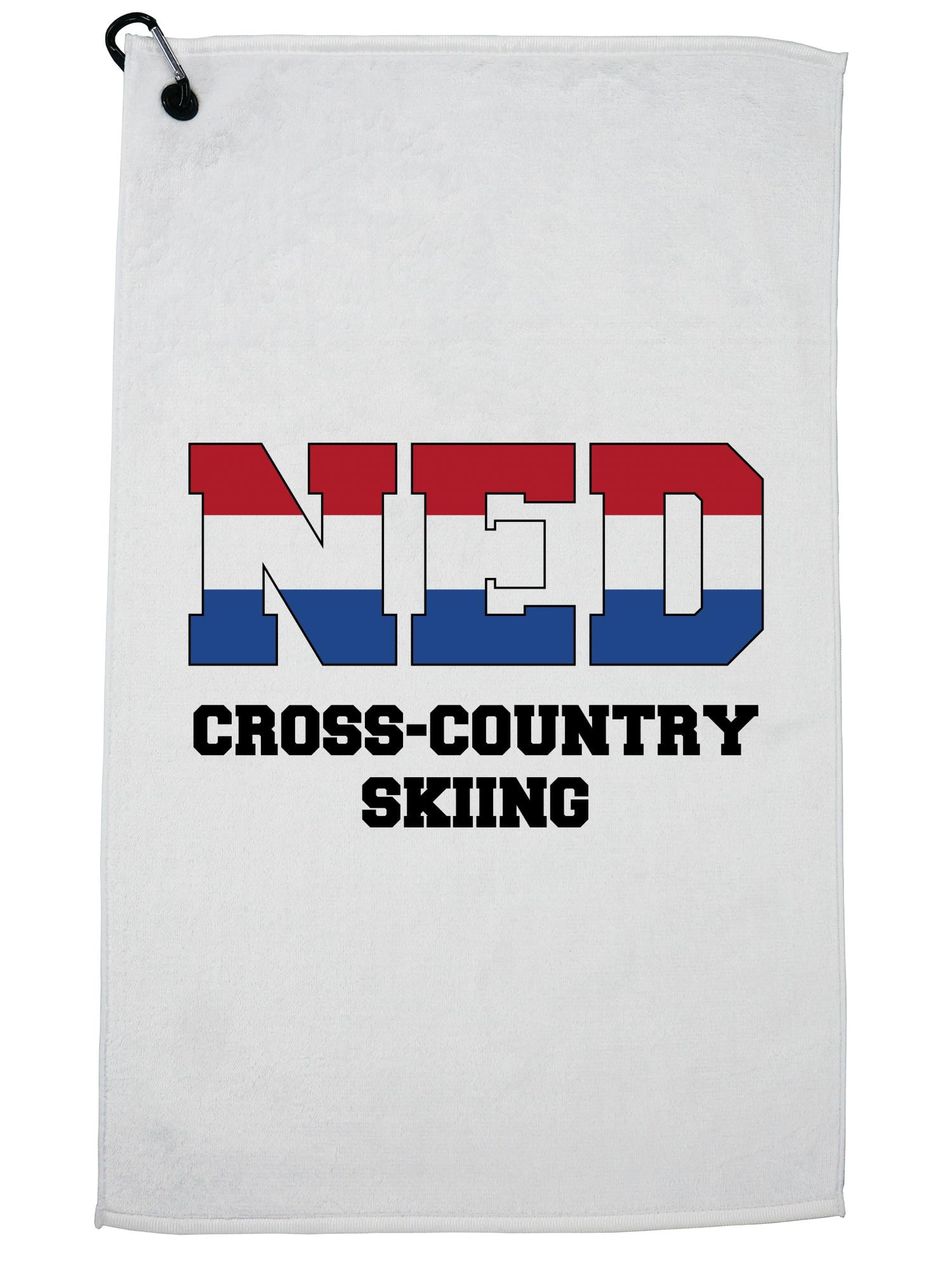 Dutch Cross-Country Skiing Winter Olympic NED Flag Golf Towel with Carabiner Clip by Hollywood Thread