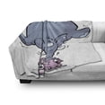 thumbnail image 3 of Animal Soft Flannel Fleece Throw Blanket, Rabbit Balancing Big Funny Mascot Animals Cartoon Creatures Circus, Cozy Plush for Indoor and Outdoor Use, 70" x 90", Grey Pink White, by Ambesonne, 3 of 6
