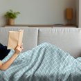 thumbnail image 3 of Retro Soft Flannel Fleece Blanket, Pastel Colored Squares and Lines Checked Pattern Diagonal Geometrical Tile Design, Cozy Plush for Indoor and Outdoor Use, 70" x 90", Sky Blue White, by Ambesonne, 3 of 5