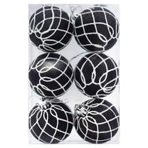 Hand-painted Black & White Christmas Balls Set, 6cm PVC Boxed Ornaments for Xmas Tree & Window Decor