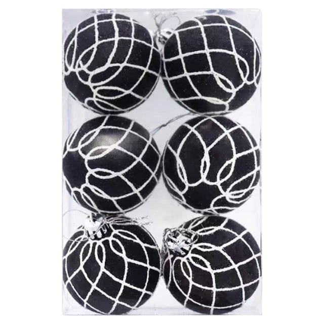Fiudx Bola de Navidad Pintada a Mano 6 Cm En Caja de Pvc, Adorno para Árbol de Navidad, Colgante para Ventana de Navidad, Bola Redonda.