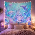 thumbnail image 2 of Iridescent Castle in Deep Blue and Lavender Seas, Dreamy Fantasy for Ocean Lovers, Underwater Wall Art, Birthday Gift, Tapestry Wall Hanging for Bedroom and Living Room, 2 of 7