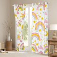 thumbnail image 3 of Manfei Kawaii Rainbow Blackout Curtains, Daisy Stars Moon Curtains Pack of 2 (42x84 Each), White Orange Pink, 3 of 6
