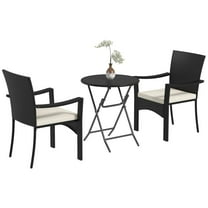 Resenkos Rattan Bistro Set, Porch, Backyard, Garden, White