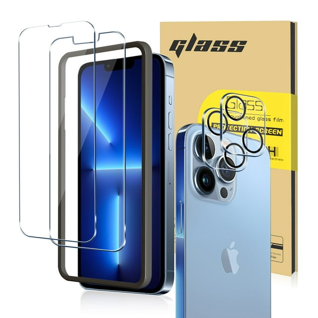 Screen Protector Compatible with iPhone 13/13 Pro 6.1 inch, Tempered Glass, 2 Pack,lens protective film