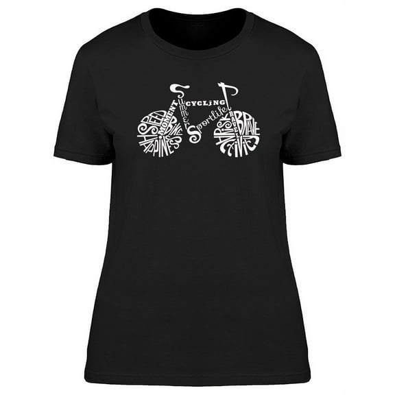 Icon Bike Made From Words T-Shirt Women -Image by Shutterstock, Female XX-Large