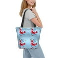 thumbnail image 2 of Balery Red Funny Crab on Blue Stripe Bolsa de Hombro con Diseño, Bolsa Grande y Duradera, Bolsa Versátil para Compras, 2 of 6