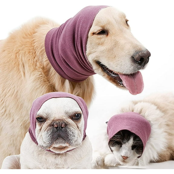 Walbest Calming Dog Ears Cover for Noise Reduce, Pet Hood Earmuffs for Anxiety Relief Grooming Bathing, Puppy Neck Ear Warmer for Small Medium Large Dog Cat, Stretchy Head Sleeve Snood Winter