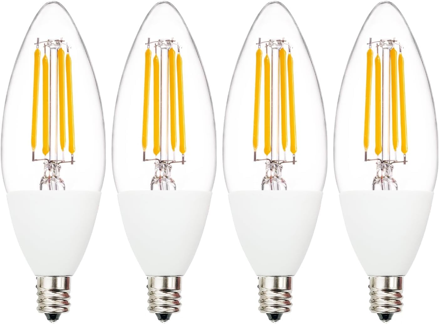 Jaspertronics Dusk to Dawn Outdoor Sensor LED Edison Bulbs 4W 450LM B11 Candelabra E12 Base Auto On/Off Photocell 2700K Soft White 4 Unit per pack