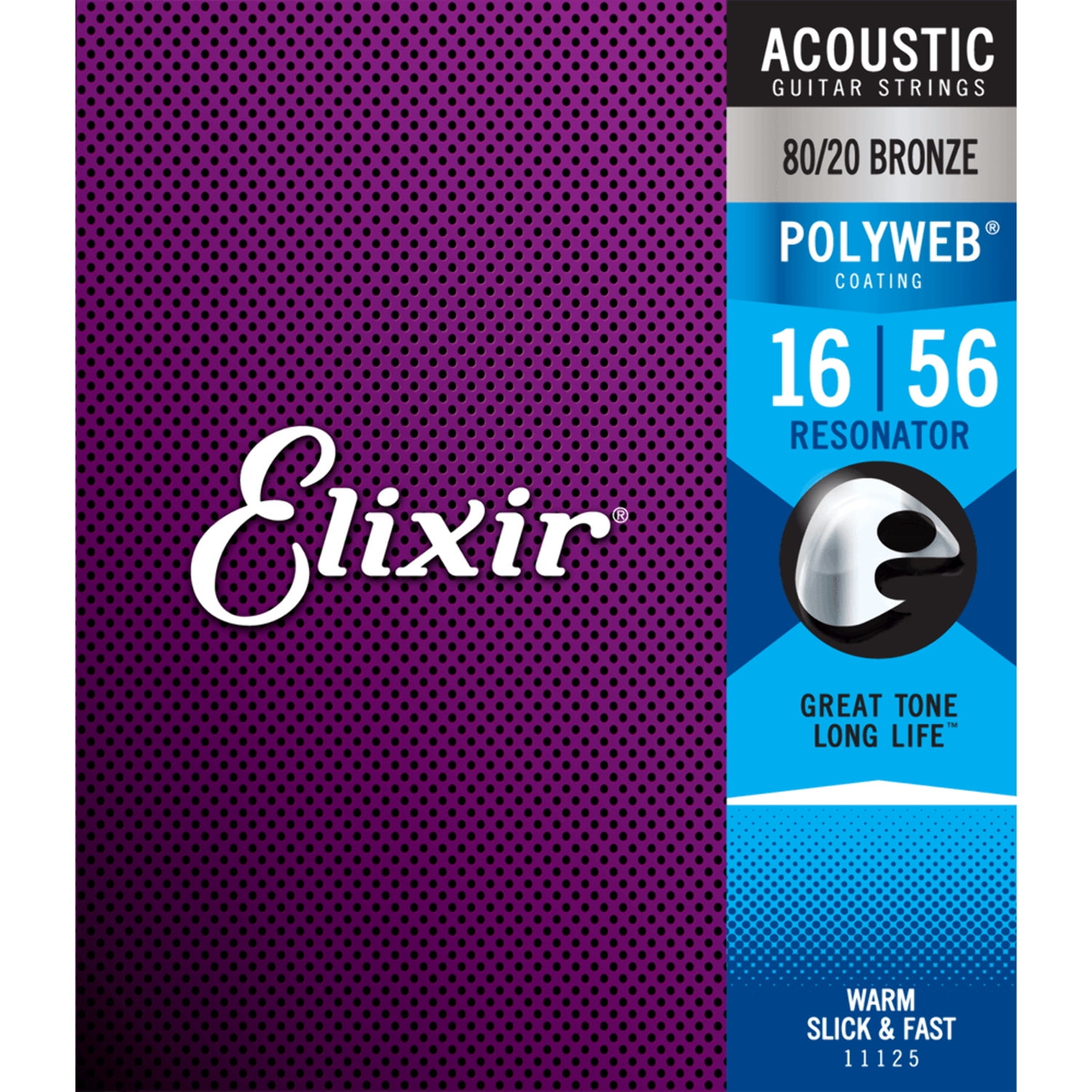 Elixir 80/20 Bronze Resonator Acoustic Guitar Strings, POLYWEB (.016-.056)