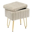 thumbnail image 4 of CONCETTA Vanity Storage Stool, Rectangular Ottoman Footrest with Metal Legs and Anti-Slip Feet for Makeup Room or Bedroom, Camel, 4 of 9