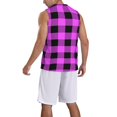 thumbnail image 2 of Naloa Purple Black Buffalo Plaid Basketball Jersey Reversible Men's Mesh Athletic Sports Shirts Training Practice S-4XLSmall, 2 of 6