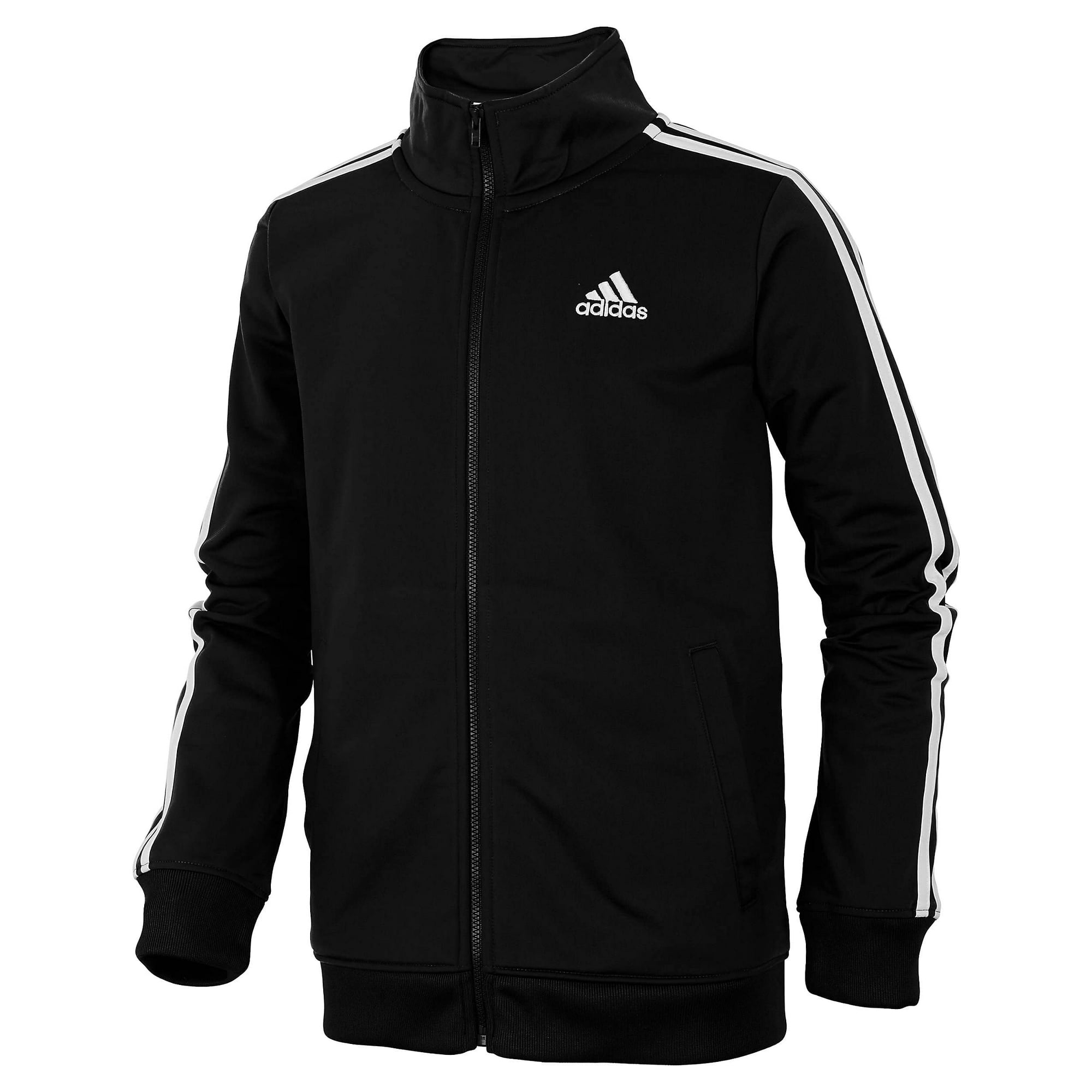 adidas Boys Size Zip Front Iconic Tricot Jacket Black Large 14 16 Plus Walmart