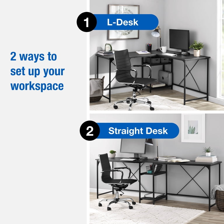 Free Shipping! Mainstays Two-Way Convertible Desk Charcoal with