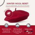 thumbnail image 4 of Minzimin Wool Beret Hat - Classic Stretchable - One Size Fits Most - Solid Color - Stylish Chic, 4 of 6
