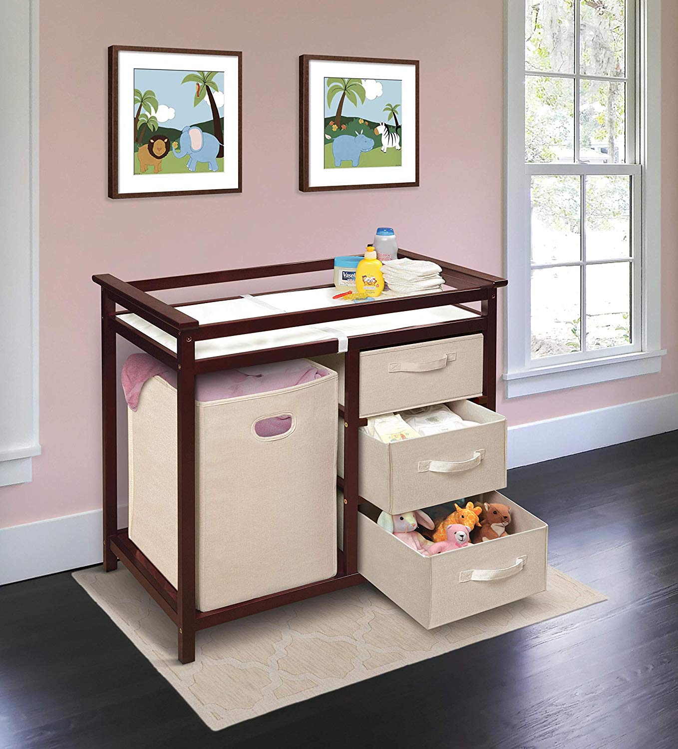 Badger Basket Modern Changing Table with Three Baskets & Hamper-Finish:Cherry - image 5 of 7
