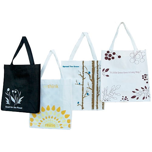 Set of 4 Eco-Friendly Oversized Reusable Grocery Totes - Walmart.com ...