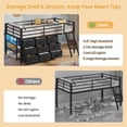 thumbnail image 6 of Twin Loft Bed with 9 Storage Drawers and 2 Storage Shelves, Low Loft Bed Twin Size with LED Lights,Stairs,Metal Bed with Safety Guardrail,Space Saving,No Box Spring Needed, Black, 6 of 8