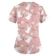 thumbnail image 3 of YDKZYMD Easter Scrubs for Women ydkzymd Holiday Short Sleeve V Neck Scrubs Party Casual Bunny Scrub Tops Family Party Rabbits Eggs Printed Shirts with Pockets Pink XL, 3 of 3