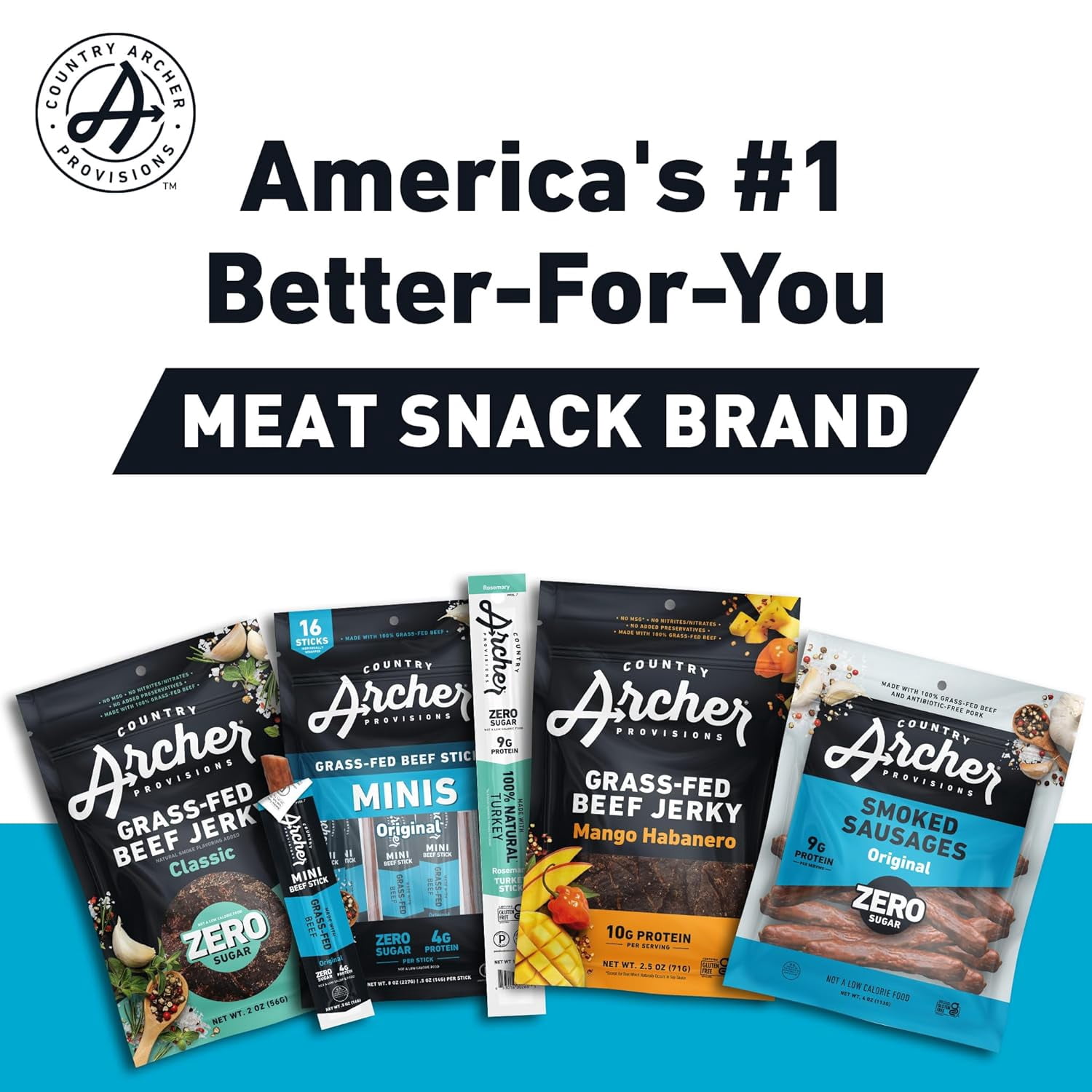 Rosemary Turkey Mini Jerky Sticks by Country Archer, 100% Natural Turkey, Zero Sugar, Gluten Free, High Protein Snacks .5 Ounce, 36 Count