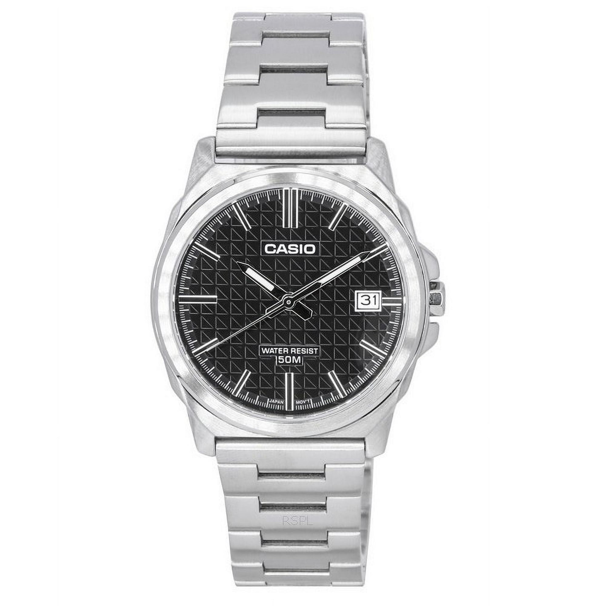 Casio Standard Analog Stainless Steel Black Dial Quartz MTP E720D 1A Men s Watch Walmart