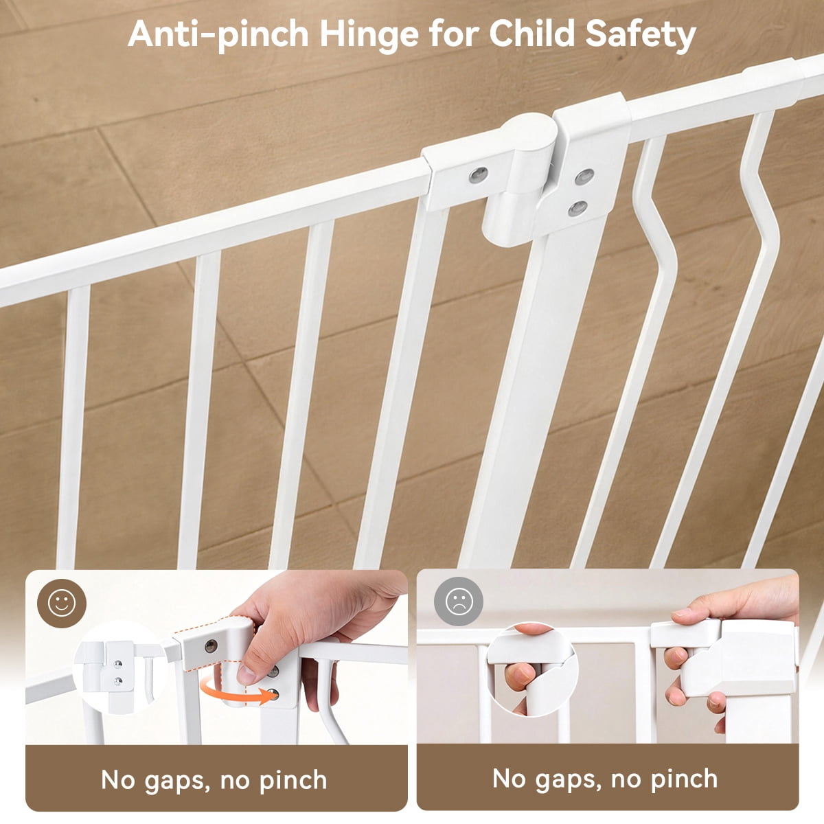 Pet Gate, 29.5''-43.7'' Dog Gates with Cat Door for Stairs & Doorways, Gate for Ages 6 to 36 Months, White